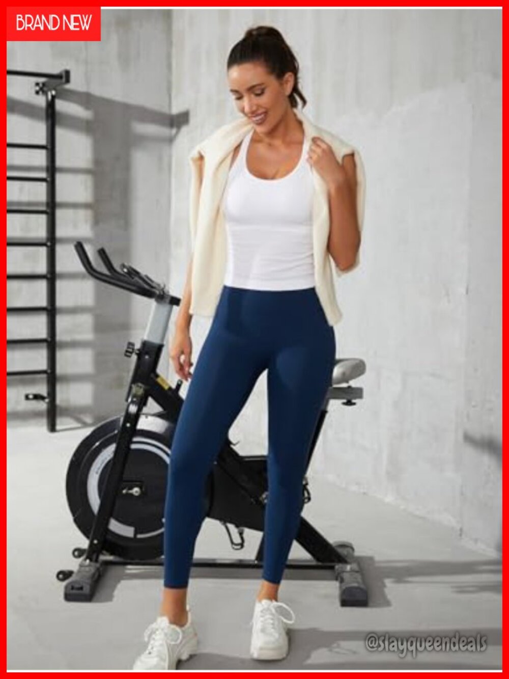 ATTRACO Ribflex Ribbed Workout Crop Top Built-in Bra Racerback - Picture 2 of 6